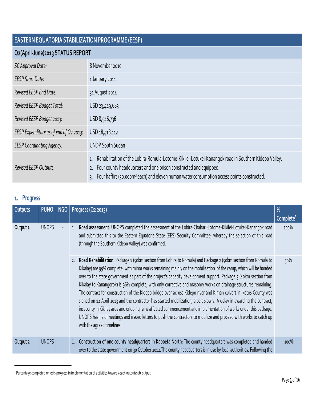 Q2 2013-EESP-Status Report FINAL Reviewed Sept 25