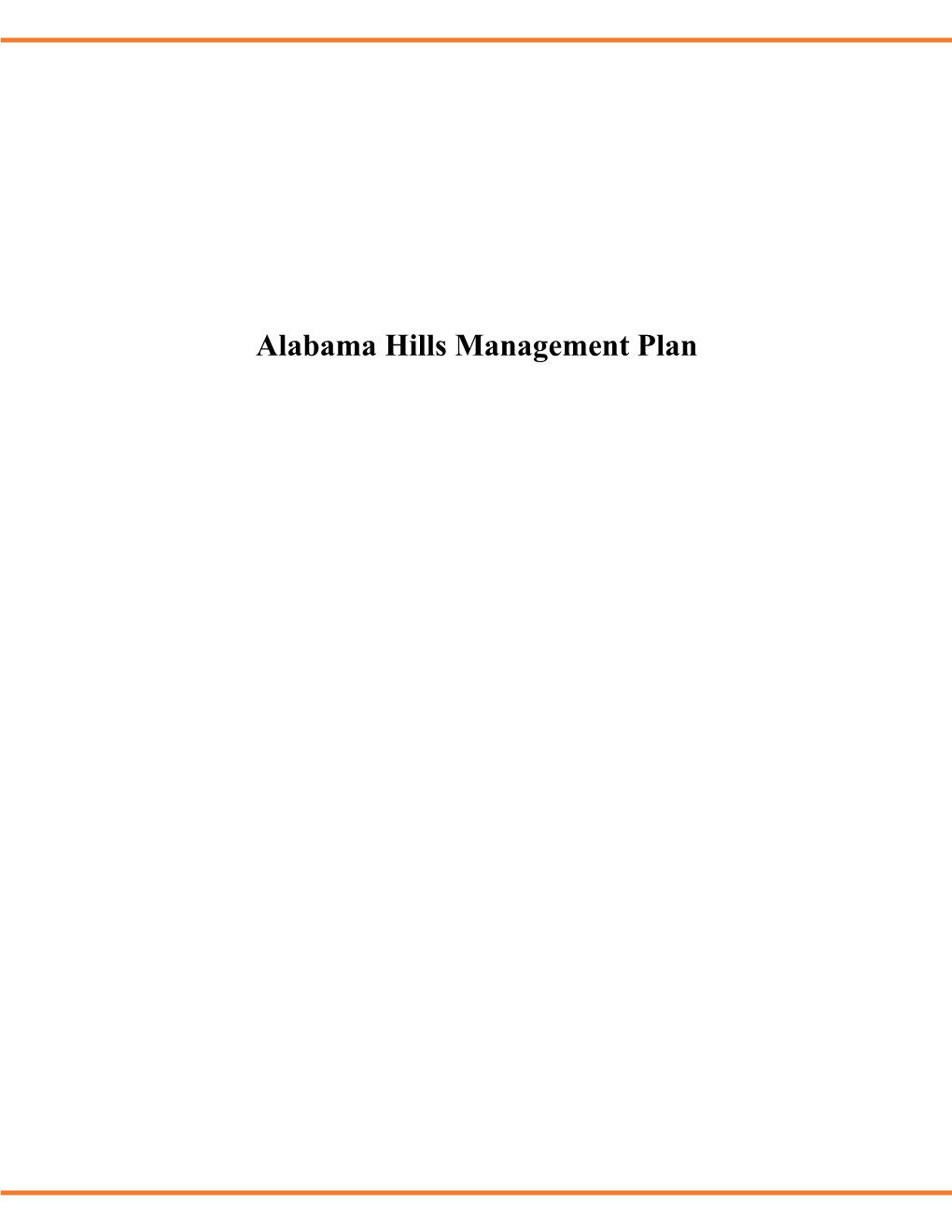 Alabama Hills Management Plan