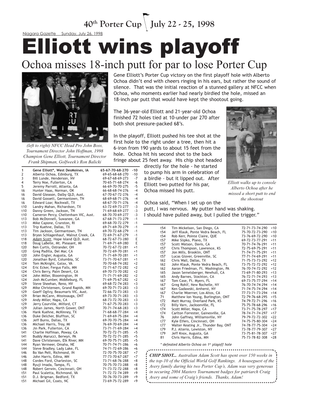 Elliott Wins Playoff