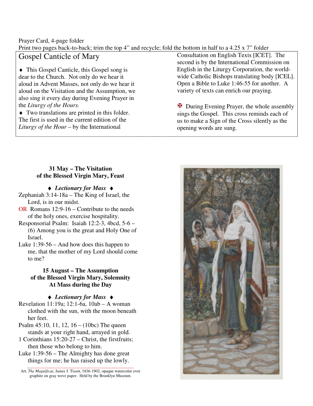 Gospel Canticle of Mary Consultation on English Texts [ICET]