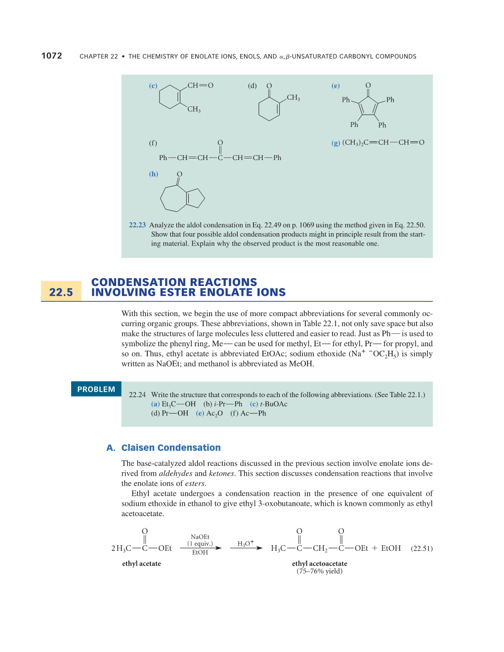 22.5 Condensation Reactions Involving Ester Enolate Ions 1073