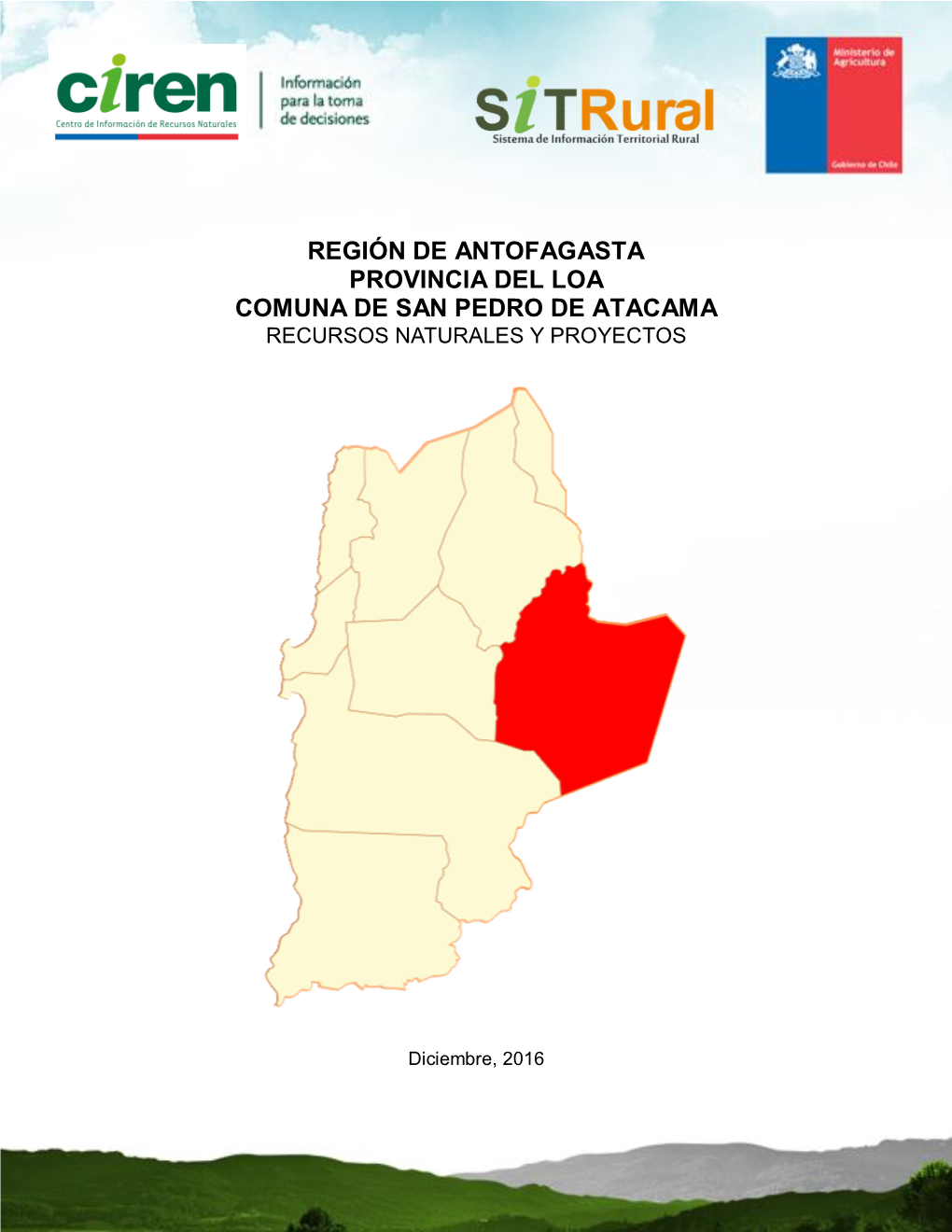 Región De Antofagasta Provincia Del Loa Comuna De San Pedro De Atacama Recursos Naturales Y Proyectos