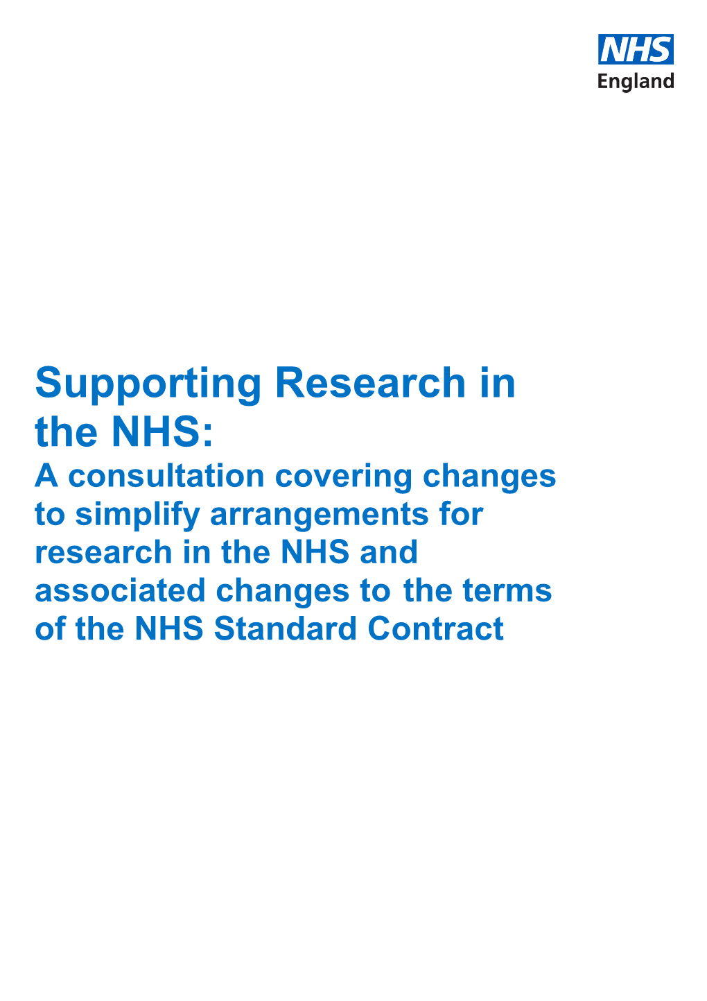 Supporting Research in the NHS