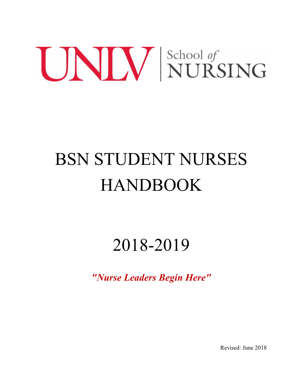 Bsn Student Nurses Handbook 2018-2019