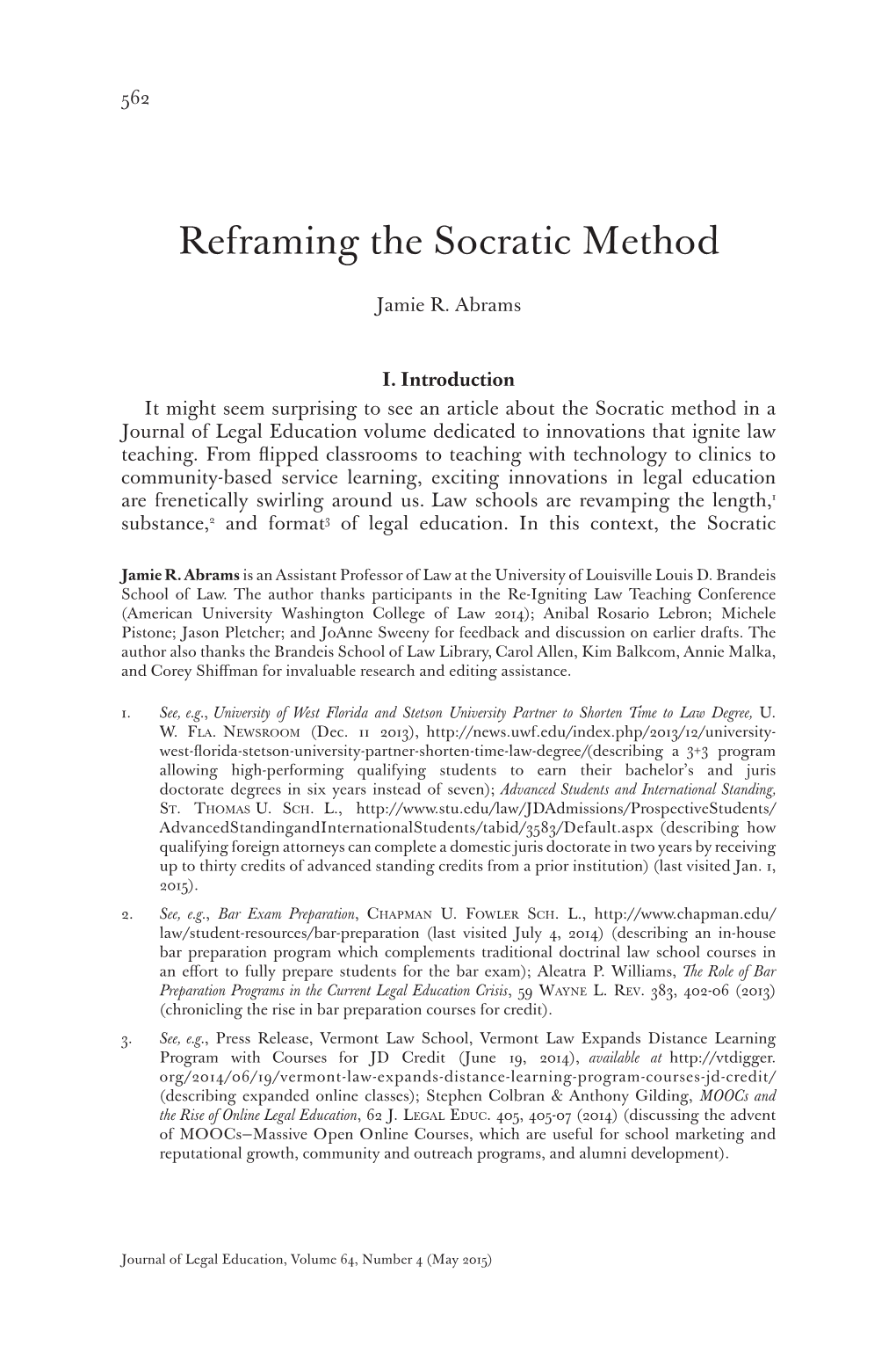 Reframing the Socratic Method