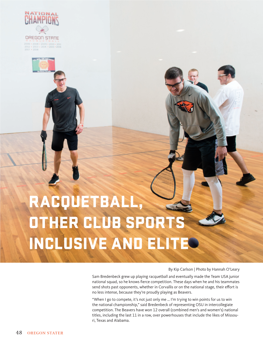 Racquetball, Other Club Sports Inclusive and Elite