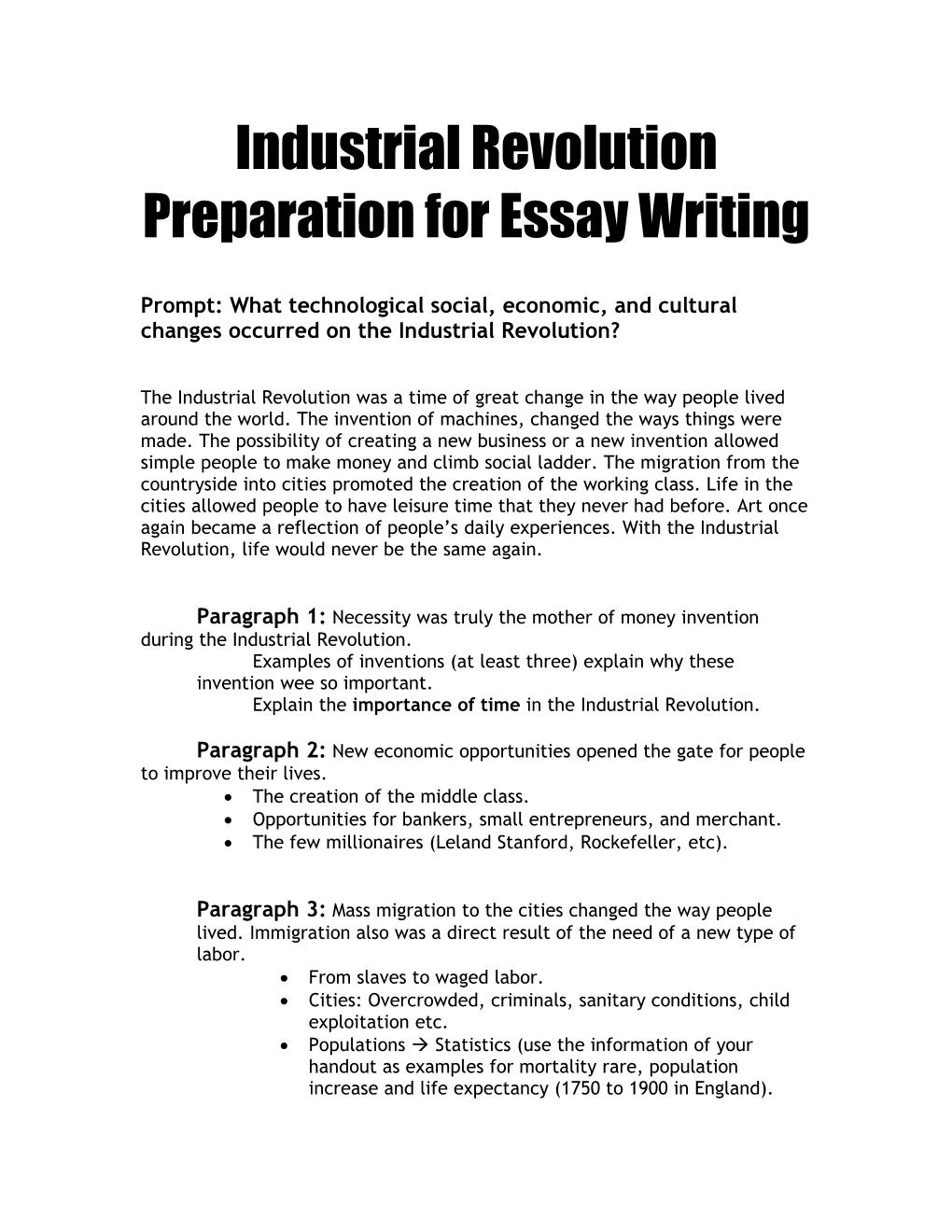 Preparation for Essay Writing