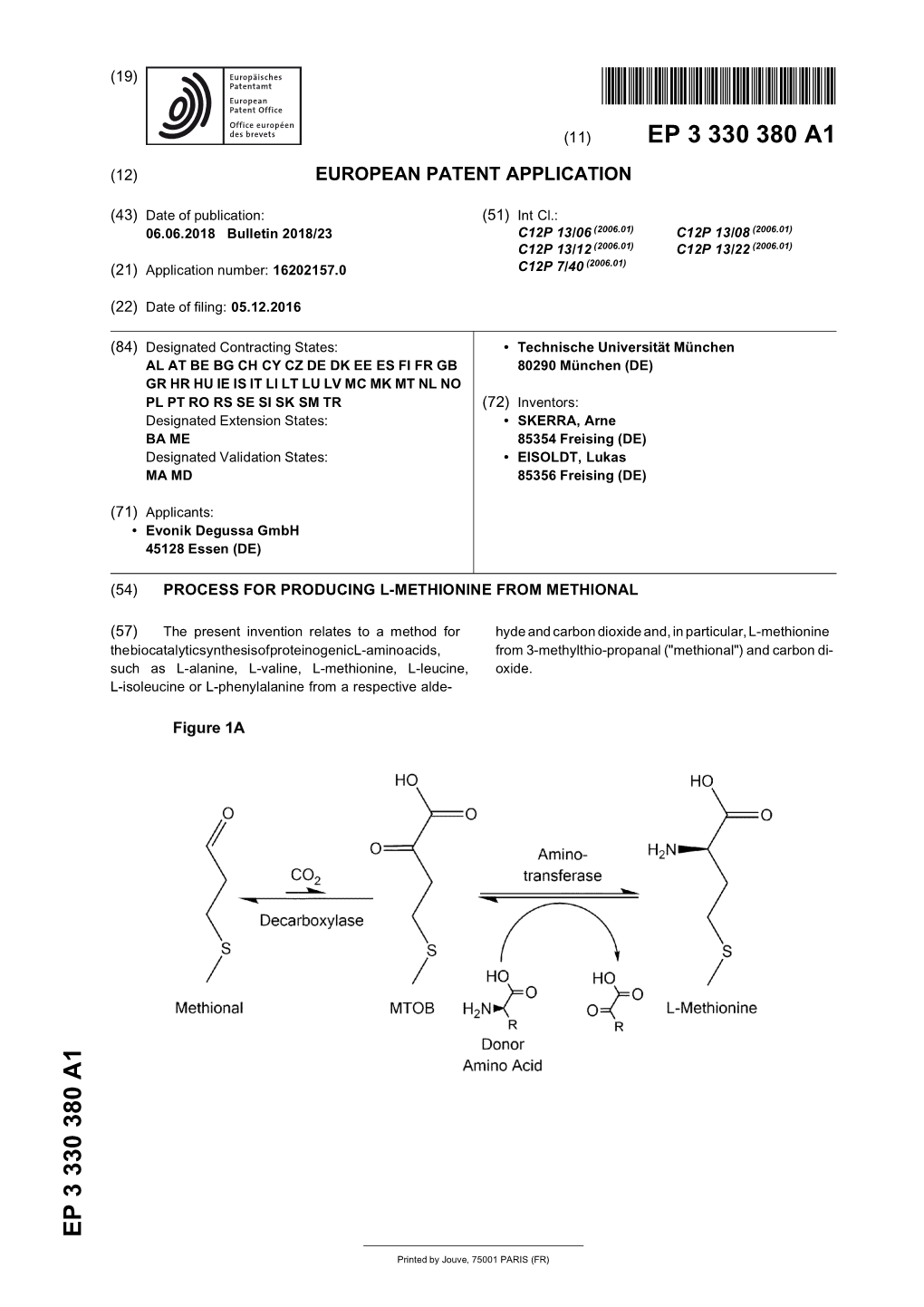 Process for Producing L-Methionine from Methional