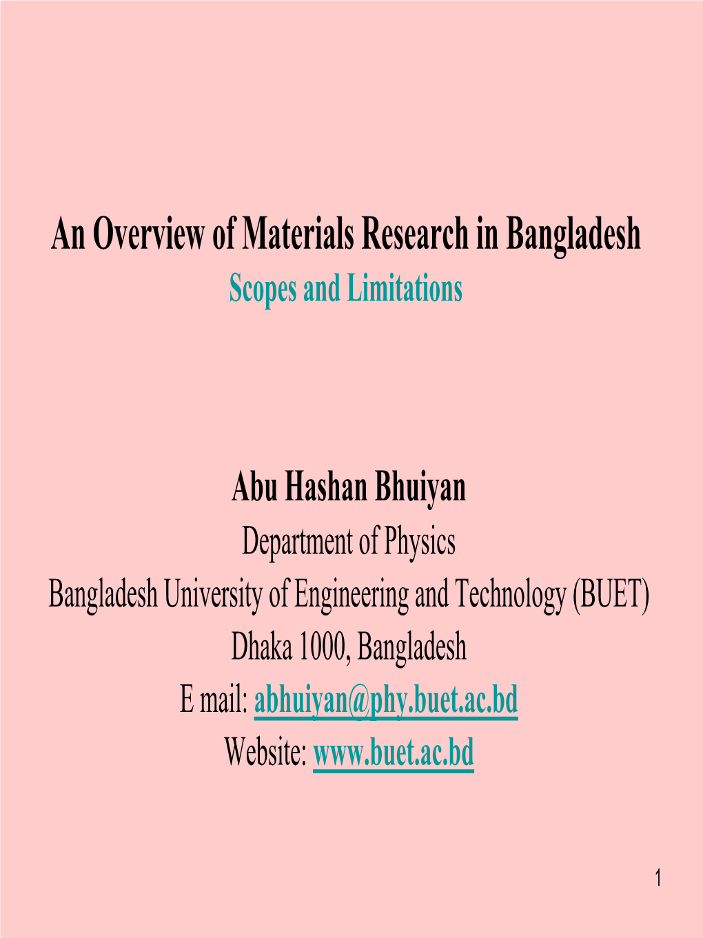 An Overview of Materials Research in Bangladesh: Scopes and Limitations of Polymer and Semiconductor Materials Research