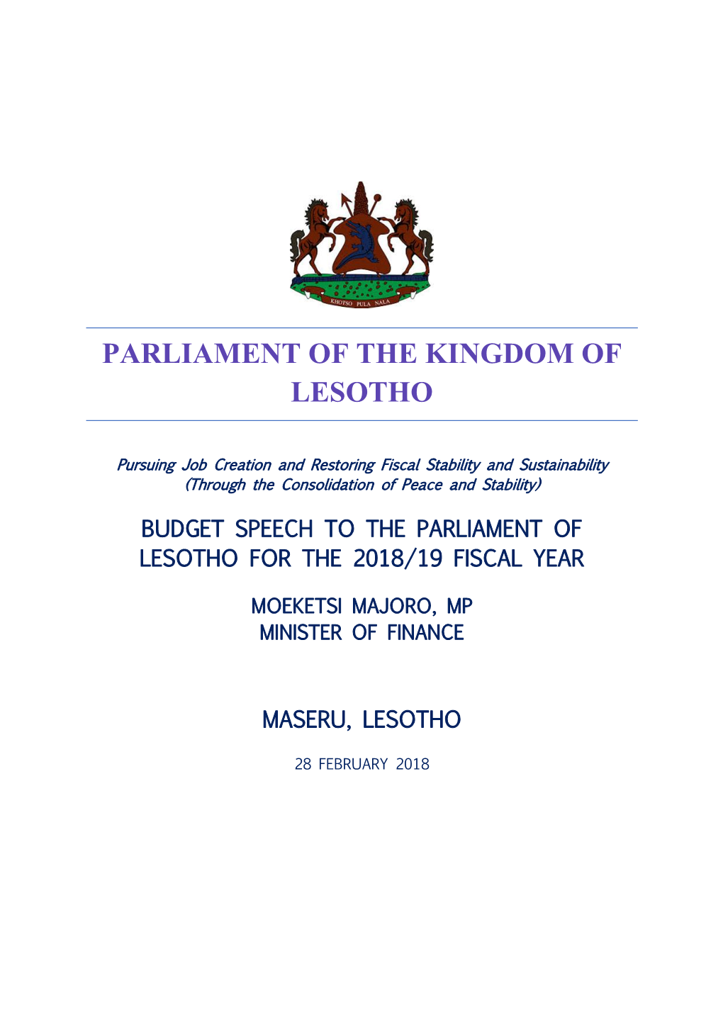 Budget Speech 2018