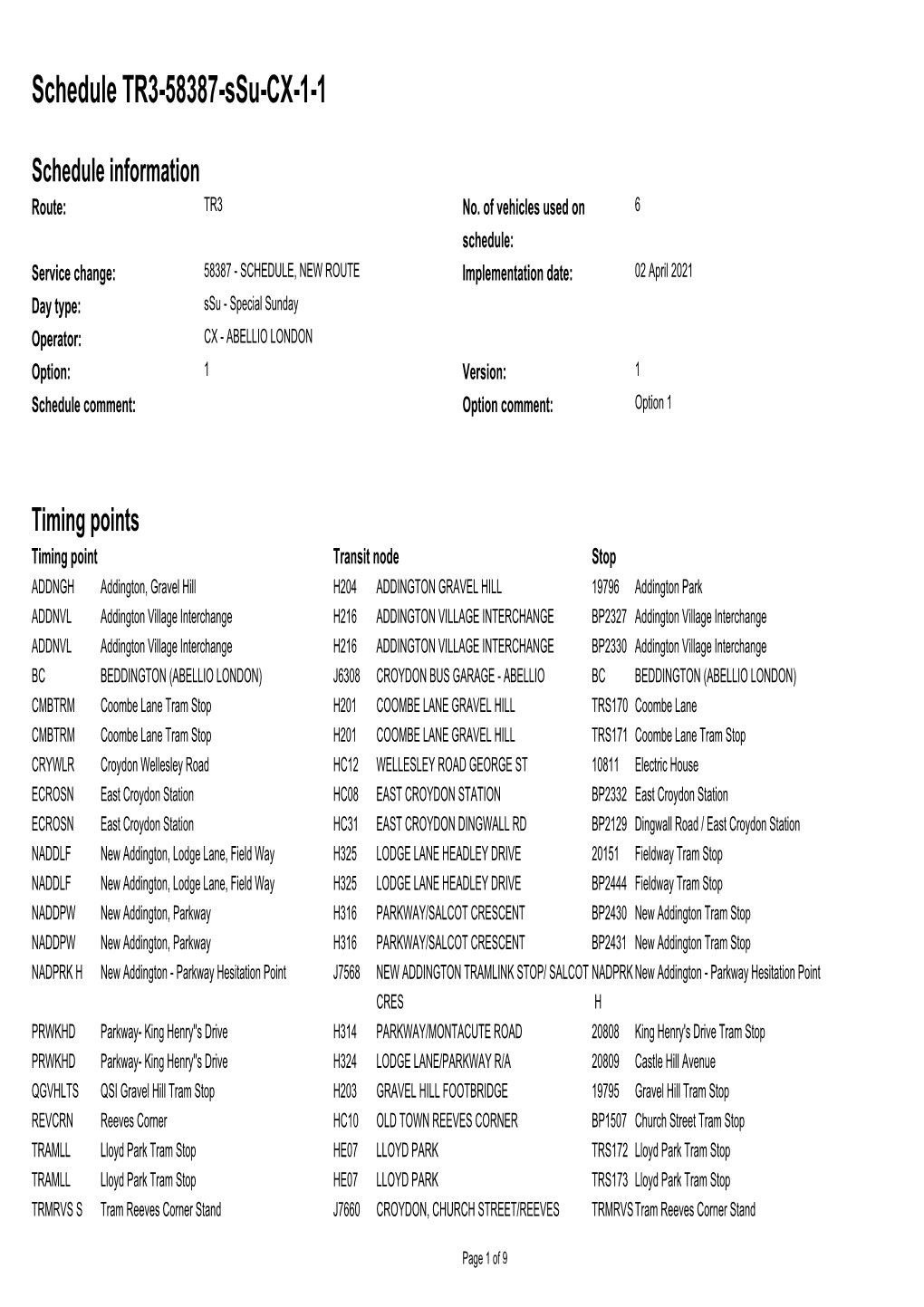 Standard Schedule TR3-58387-Ssu-CX-1-1