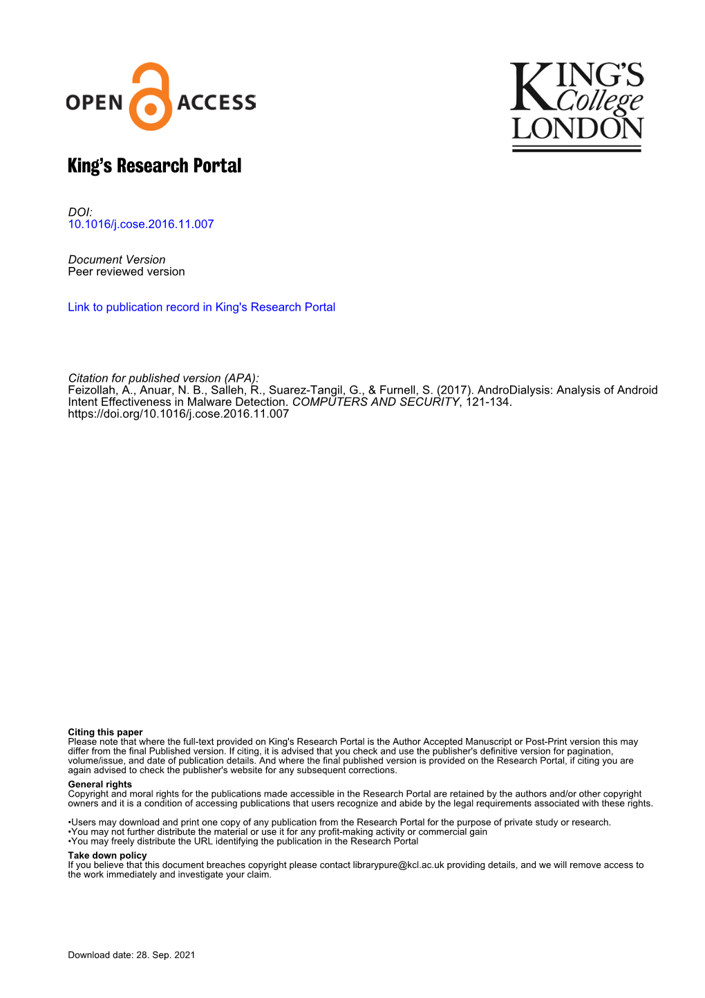 Androdialysis: Analysis of Android Intent Effectiveness in Malware Detection