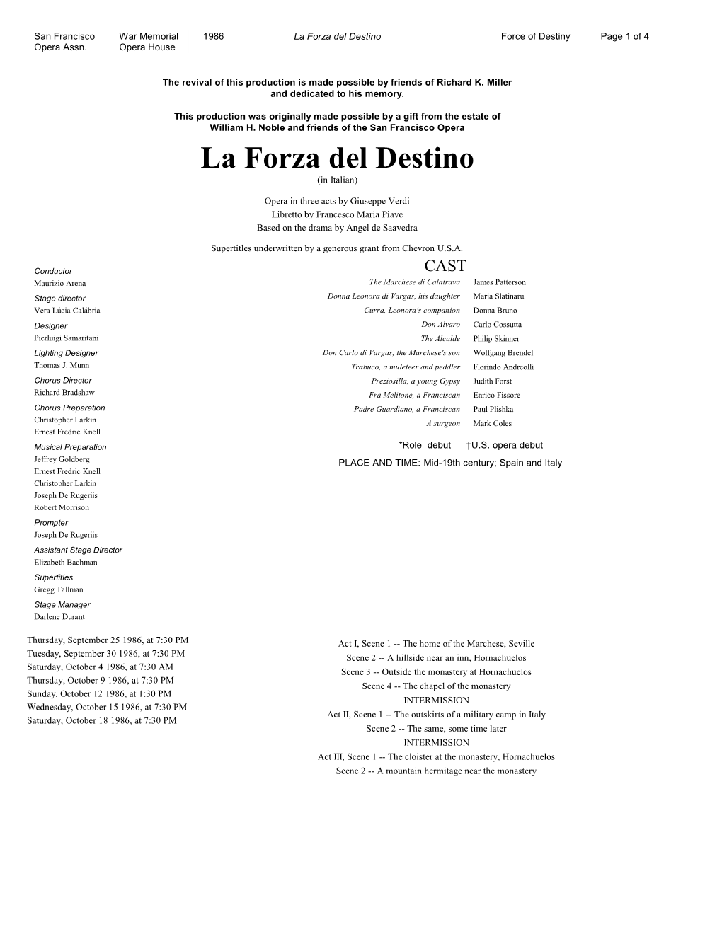 La Forza Del Destino Force of Destiny Page 1 of 4 Opera Assn