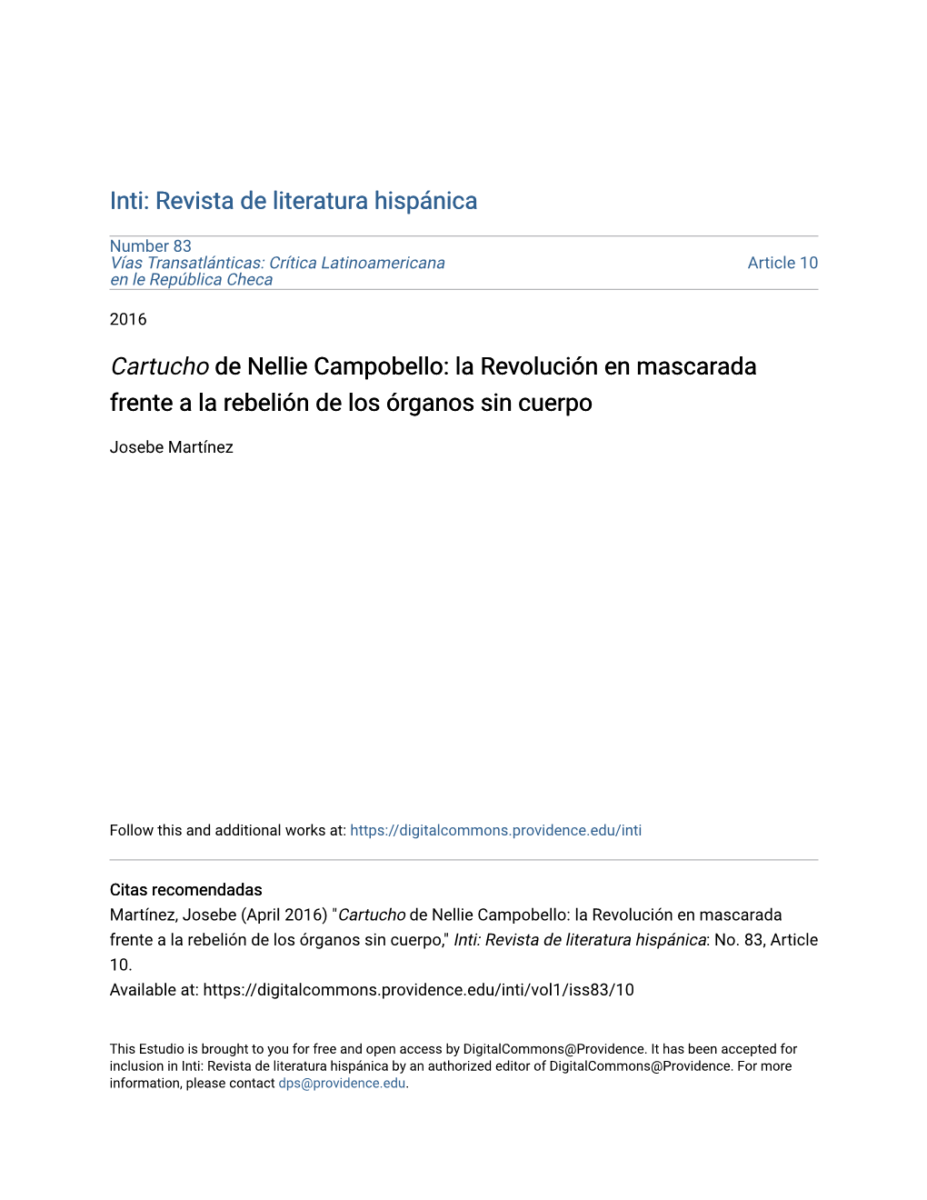 Cartucho De Nellie Campobello: La Revolución En Mascarada Frente a La Rebelión De Los Órganos Sin Cuerpo