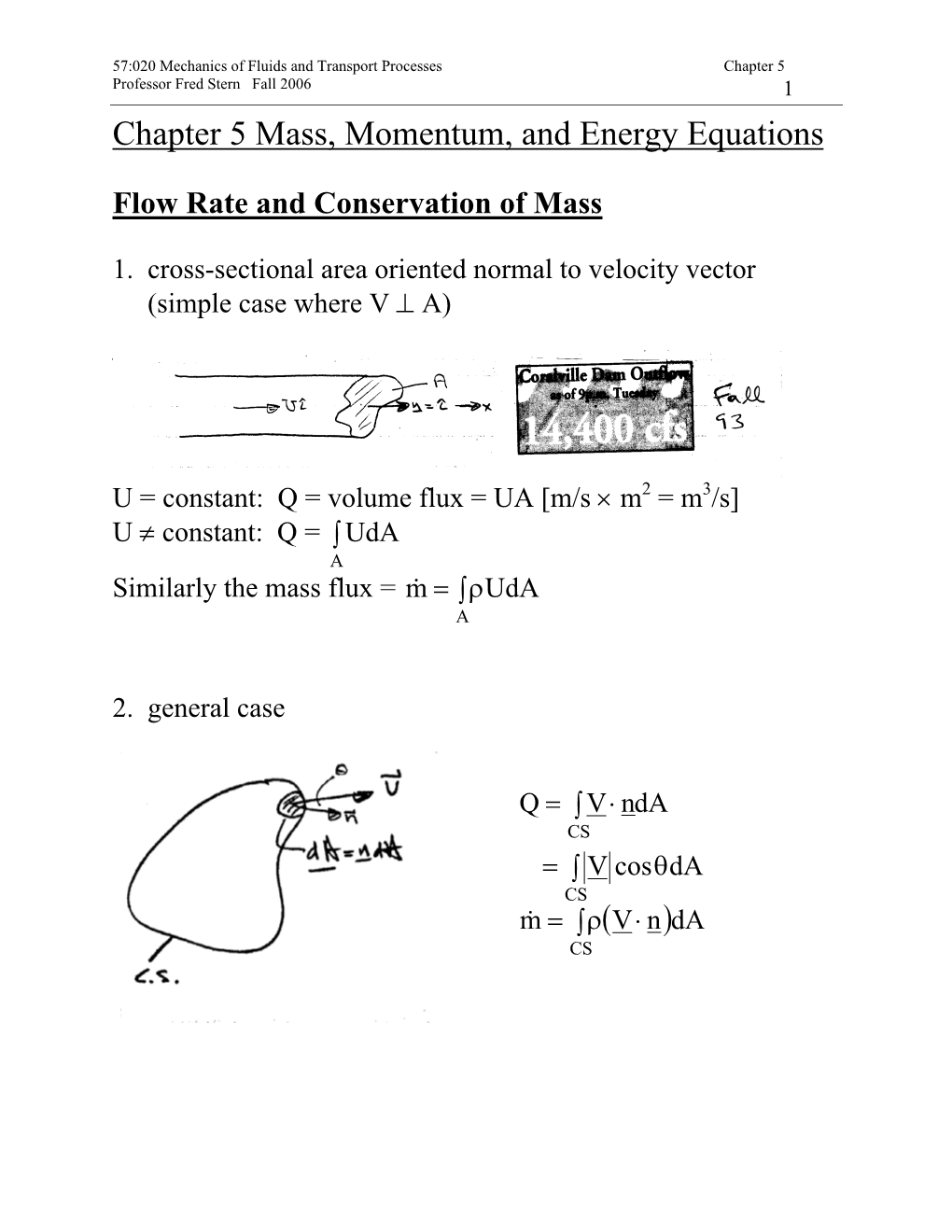 Chapter 5 Mass, Momentum, and Energy Equations