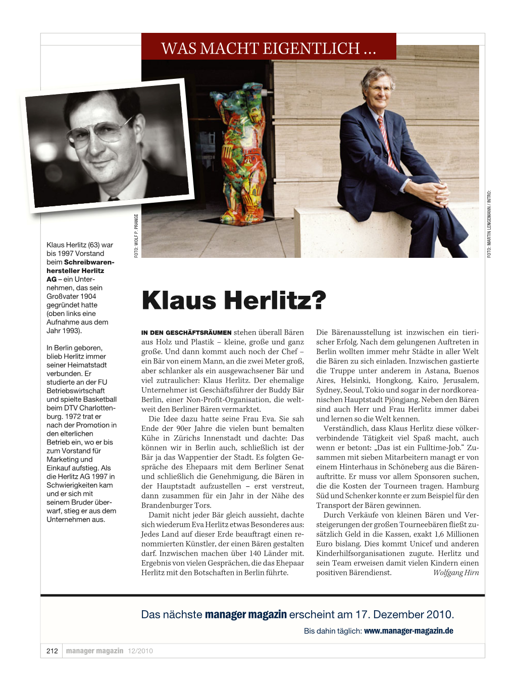 Klaus Herlitz? (Oben Links Eine Aufnahme Aus Dem Jahr 1993)