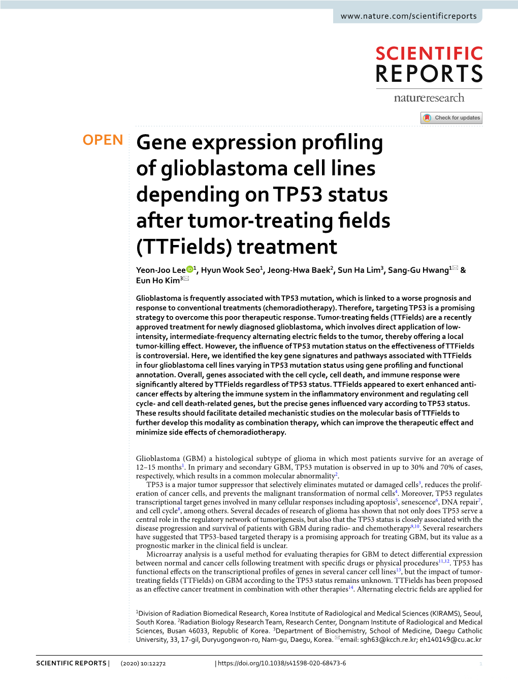 Gene Expression Profiling of Glioblastoma Cell Lines