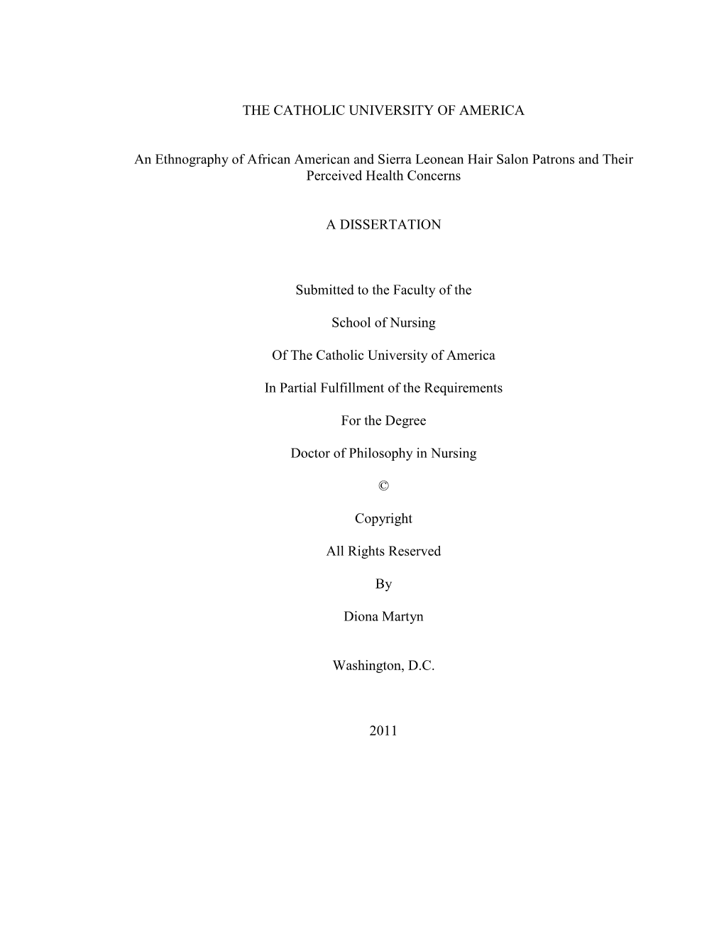 An Ethnography of African American and Sierra Leonean Hair Salon Patrons and Their Perceived Health Concerns