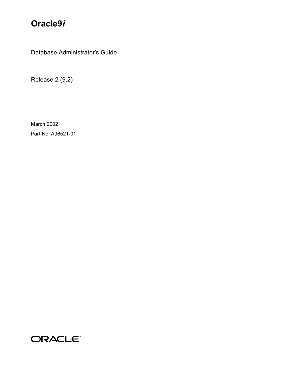 Oracle9i Database Administrator's Guide