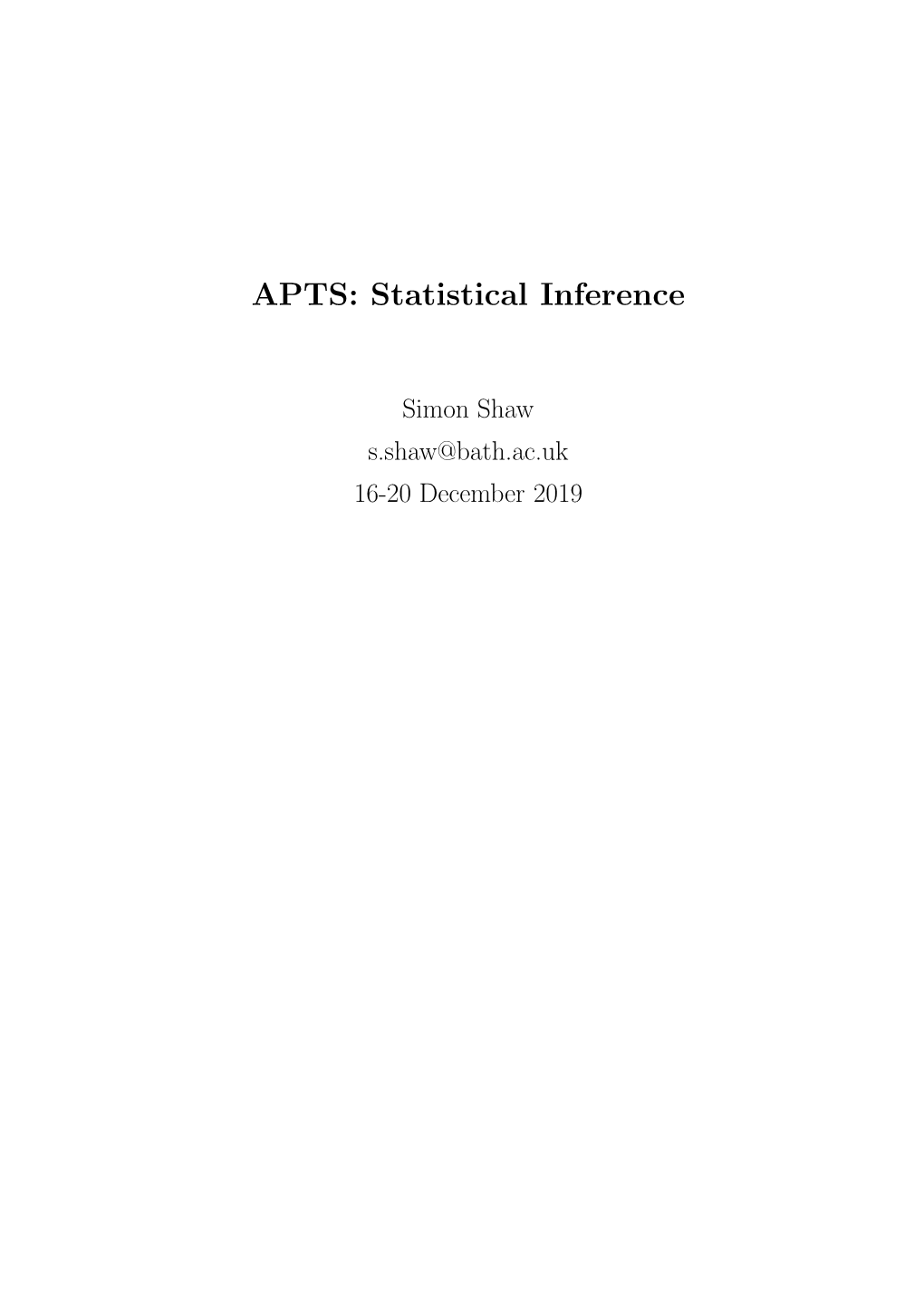 APTS: Statistical Inference