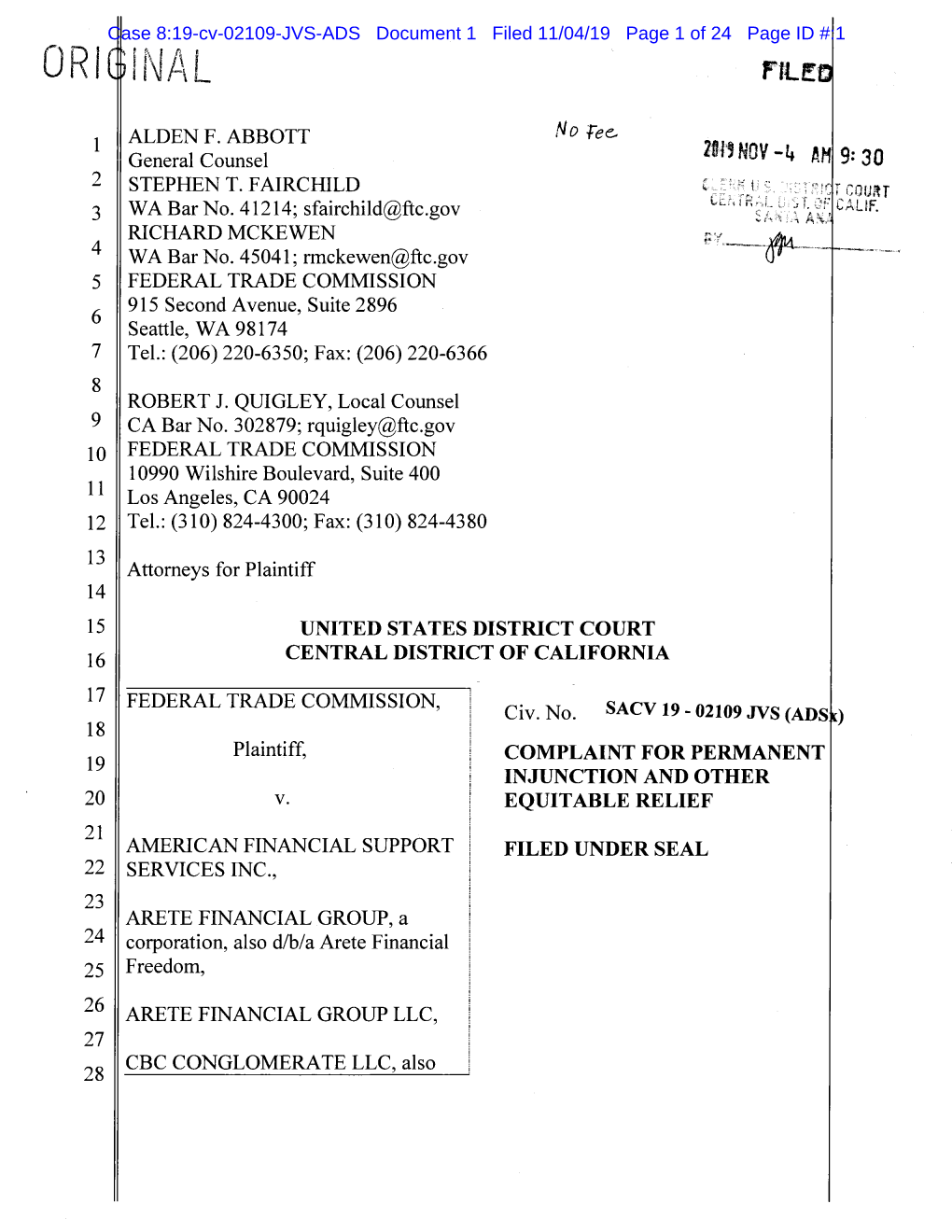 ARETE FINANCIAL GROUP, a 24 Corporation, Also D/B/A Arete Financial 25 Freedom