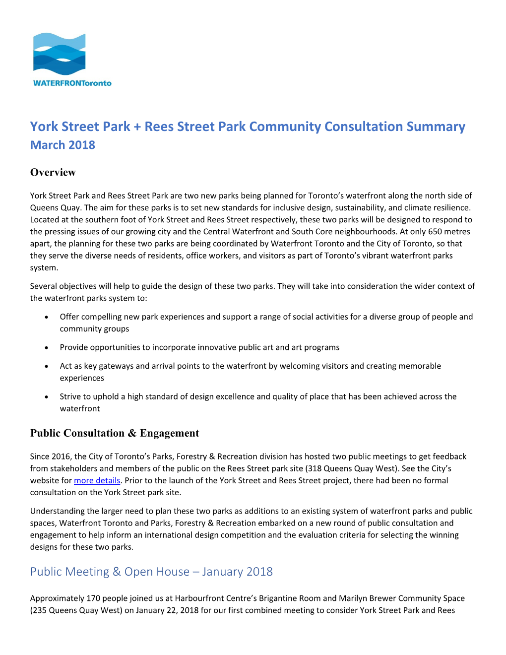 York Street Park + Rees Street Park Community Consultation Summary March 2018