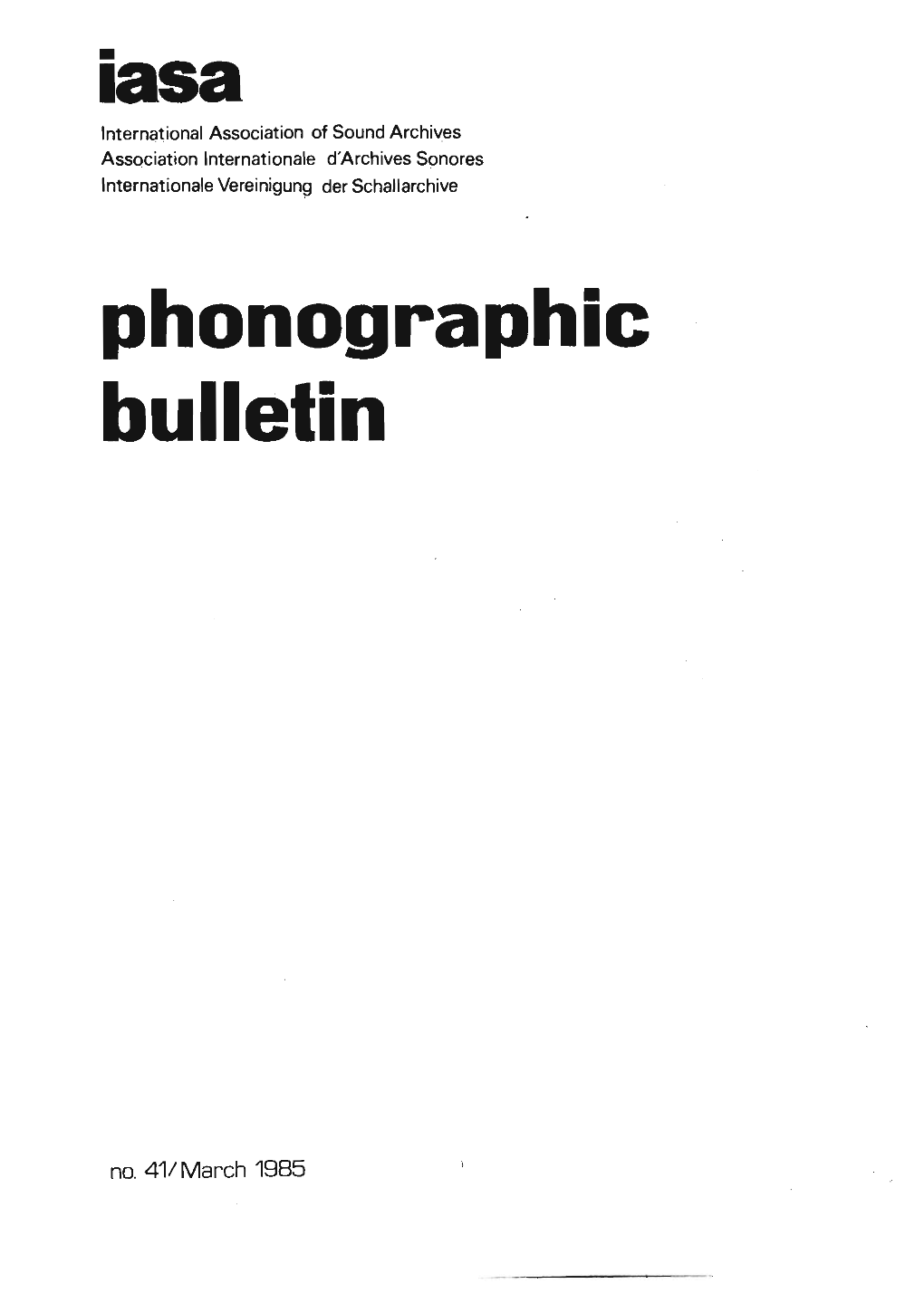 Phonographic Bulletin