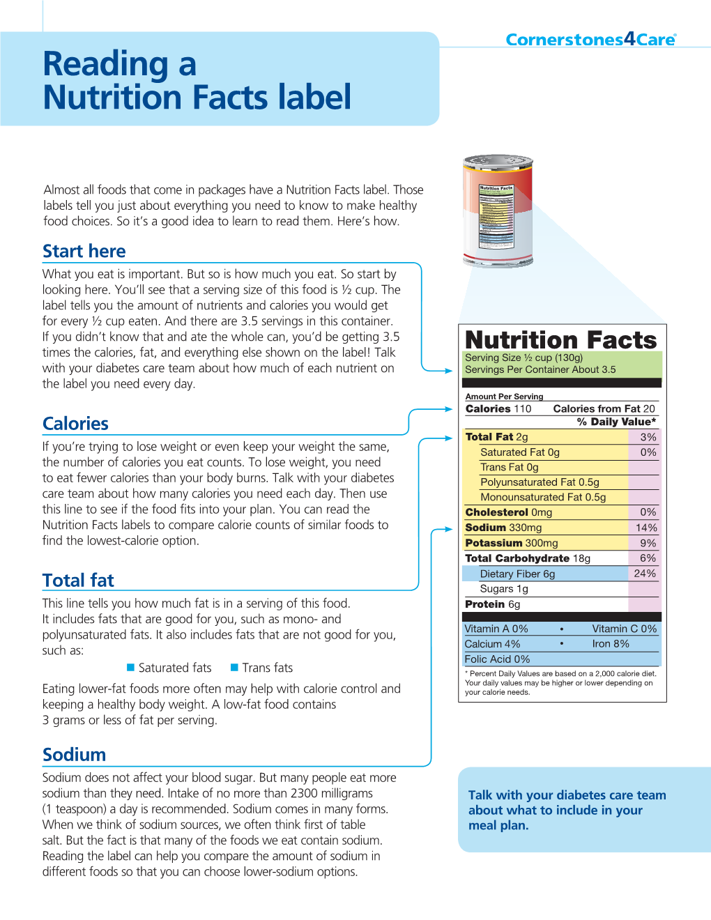 Reading a Nutrition Facts Label