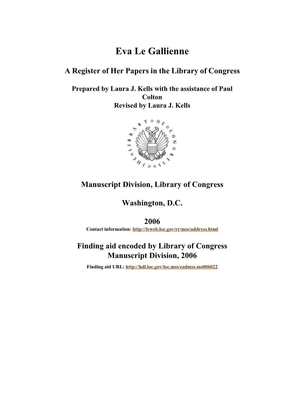 Papers of Eva Le Gallienne