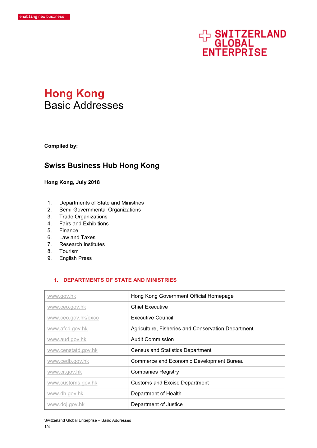 Hong Kong Basic Addresses