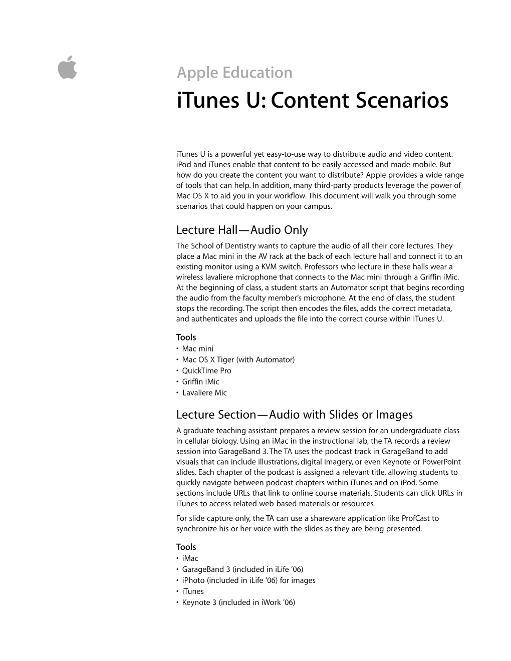 Itunes U: Content Scenarios