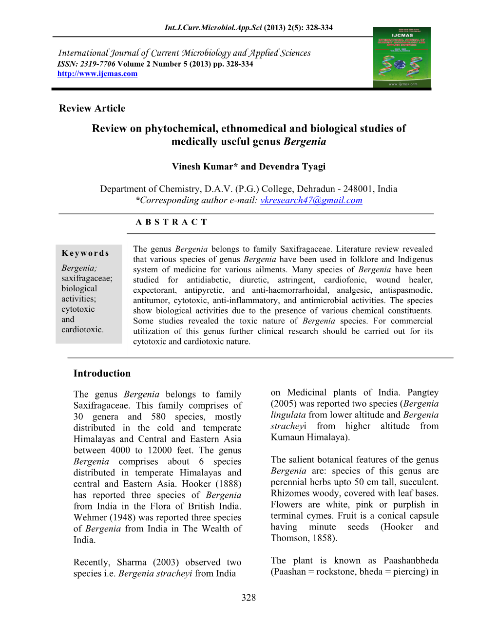 Review on Phytochemical, Ethnomedical and Biological Studies of Medically Useful Genus Bergenia