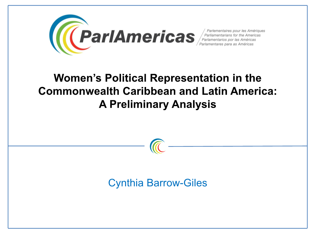 Women's Political Representation in the Commonwealth Caribbean and Latin America