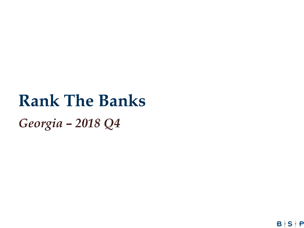 Rank the Banks Georgia – 2018 Q4 Disclosure Statement
