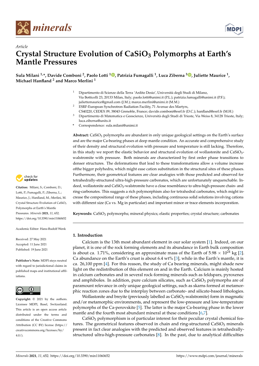 Crystal Structure Evolution of Casio3 Polymorphs at Earth's Mantle