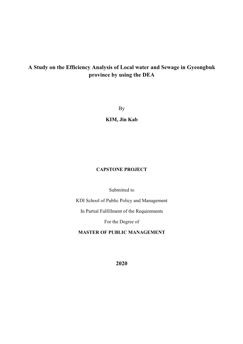 A Study on the Efficiency Analysis of Local Water and Sewage in Gyeongbuk Province by Using the DEA 2020