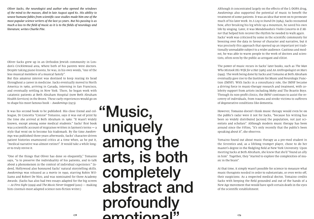 “Music, Uniquely Among the Arts, Is Both Completely Abstract And