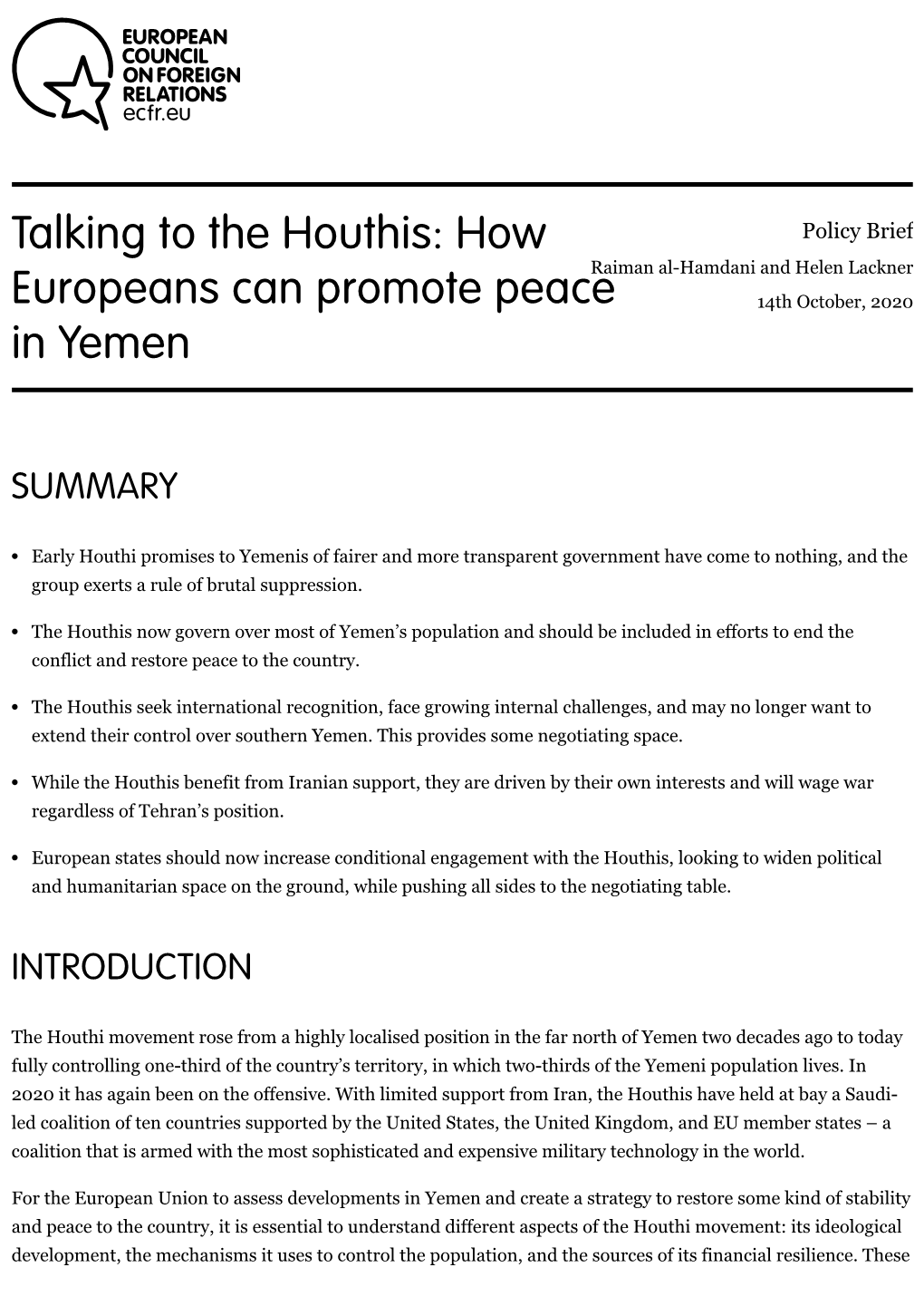 How Europeans Can Promote Peace in Yemen