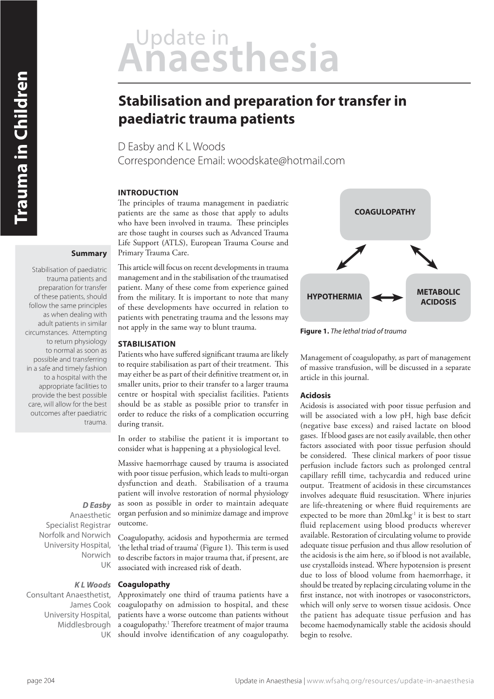 Stabilisation and Preparation for Transfer in Paediatric Trauma Patients Hildren