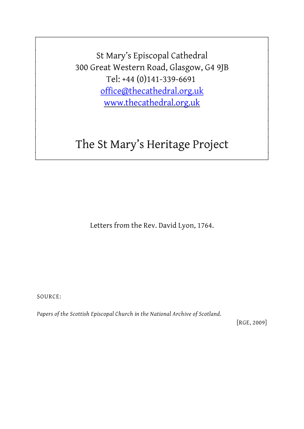 The St Mary's Heritage Project