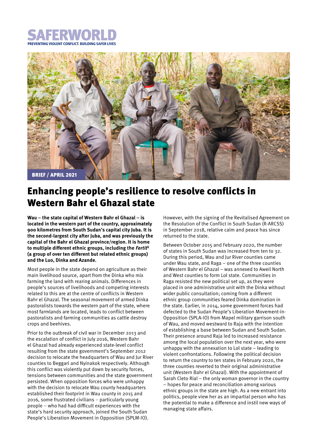 Enhancing People's Resilience to Resolve Conflicts in Western Bahr El