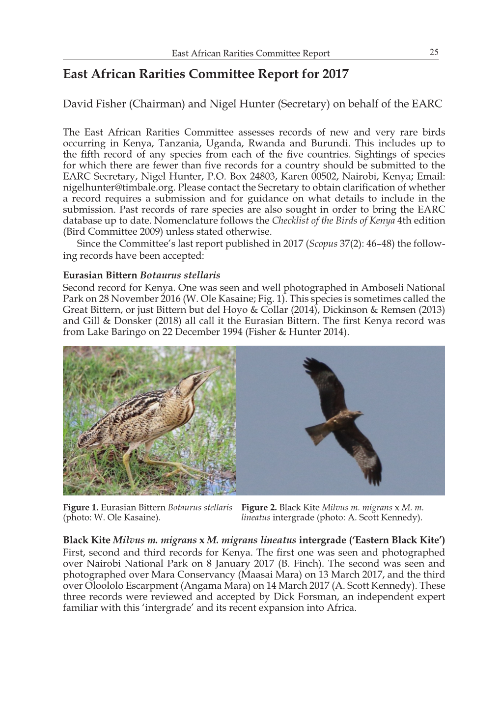 Fisher, D. & Hunter, N. 2018. East African Rarities Committee Report