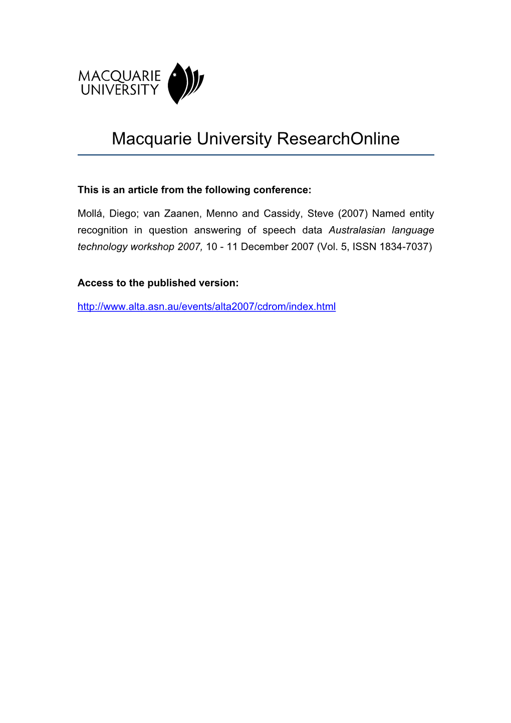 Macquarie University Researchonline