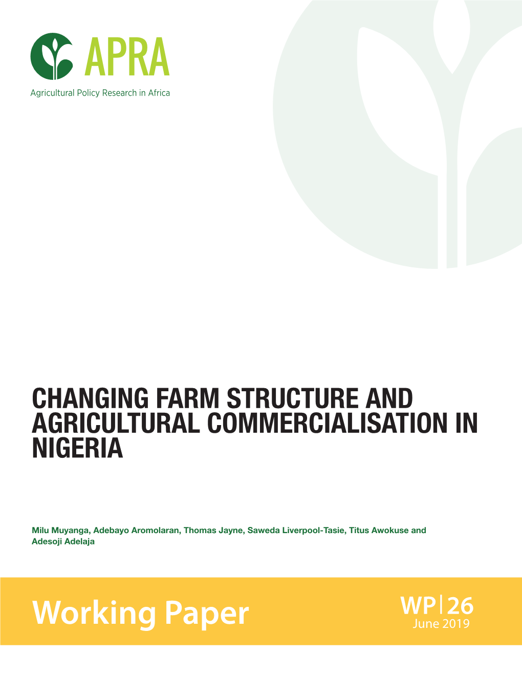 Changing Farm Structure and Agricultural Commercialisation in Nigeria