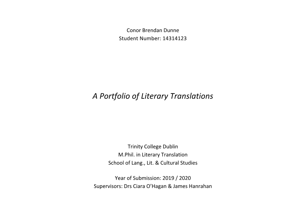 A Portfolio of Literary Translations