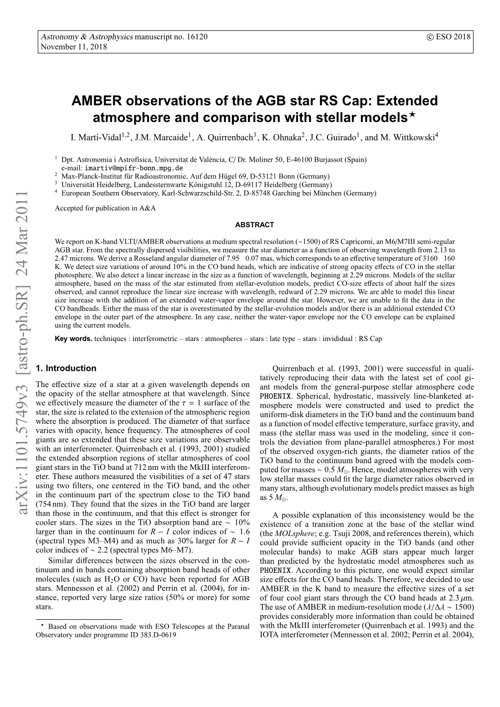 AMBER Observations of the AGB Star RS Cap: Extended Atmosphere And