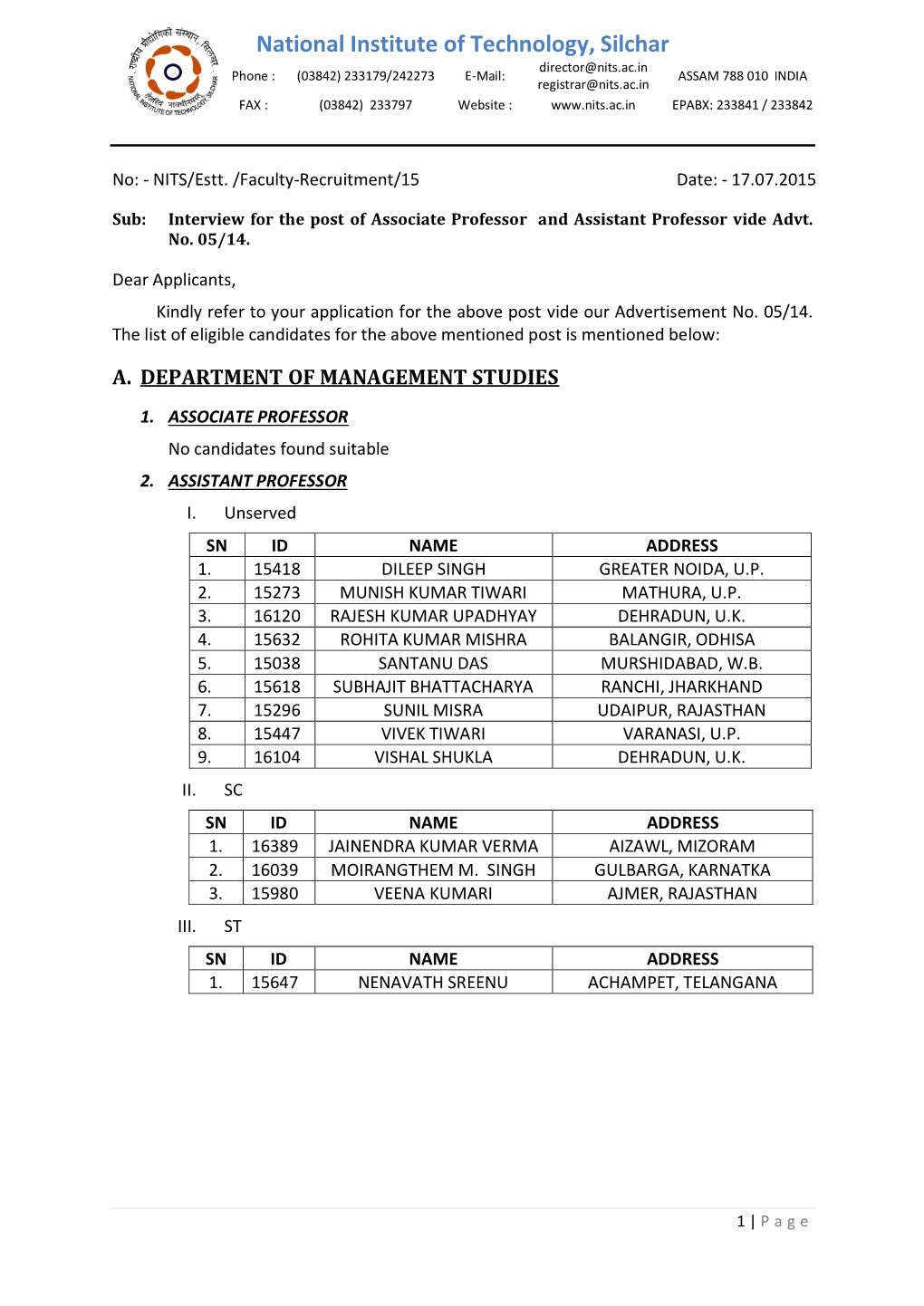 National Institute of Technology, Silchar