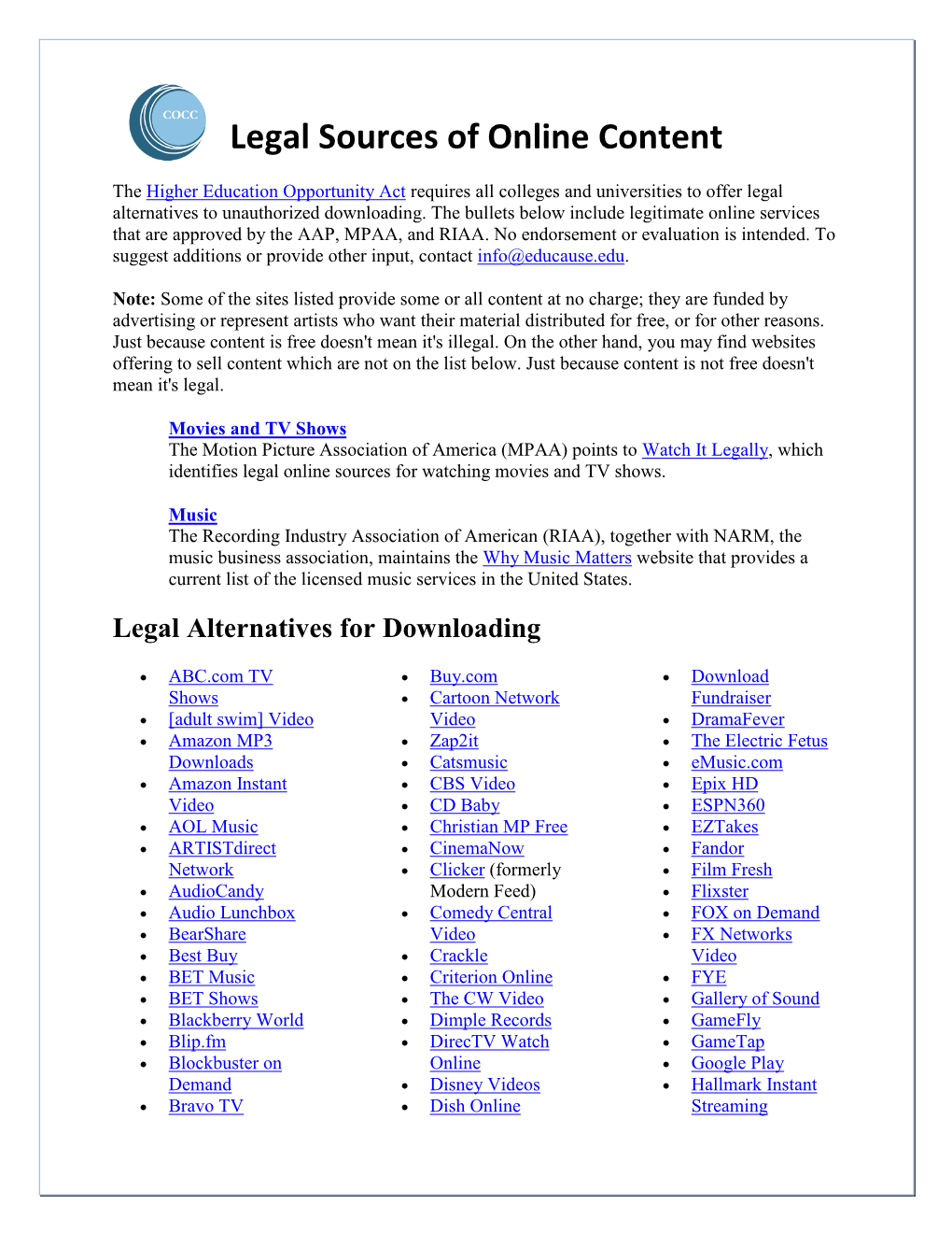 Alternatives to Illegal Downloading.Pdf