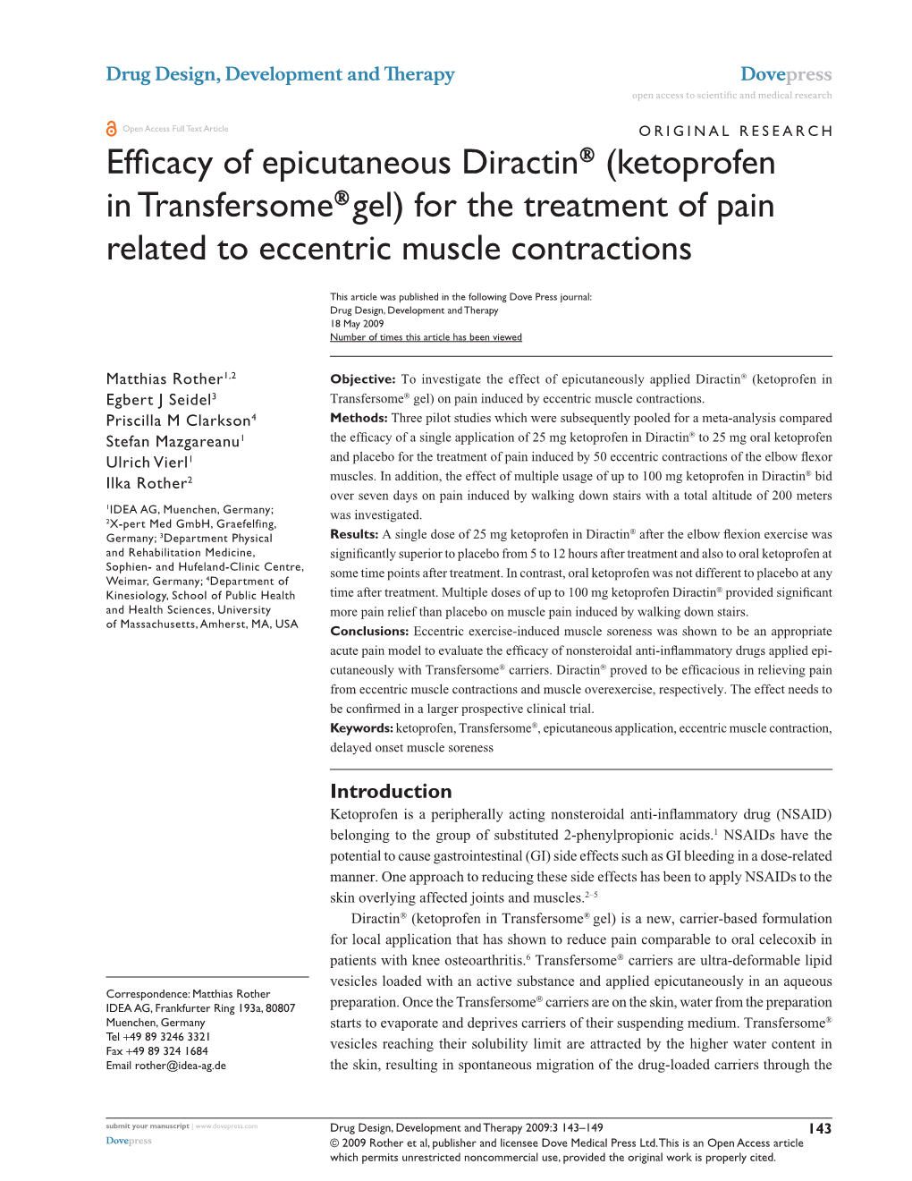 Ketoprofen in Transfersome Gel) for the Treatment of Pain Related to Eccentric Muscle Contractions