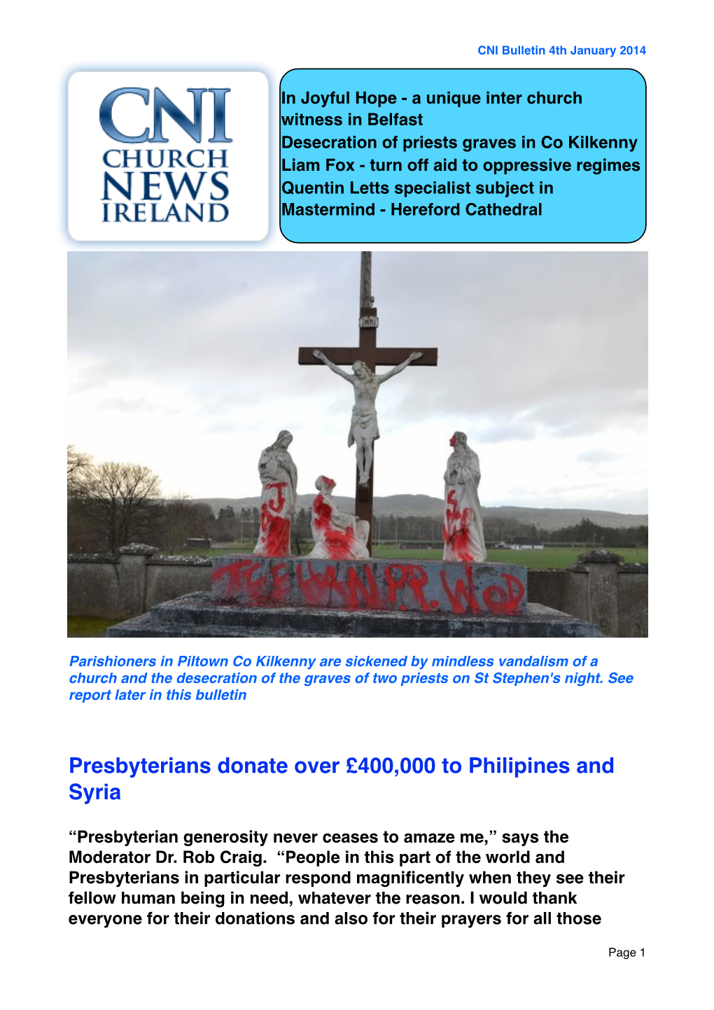 CNI Bulletin 4Th January 2014